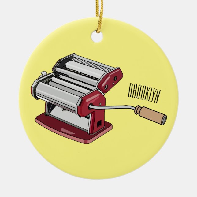Pasta maker cartoon illustration  ceramic ornament (Front)