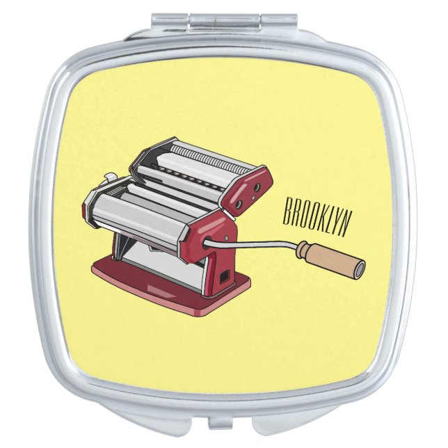 Pasta maker cartoon illustration  compact mirror (Front)