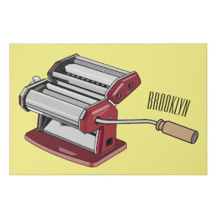 Pasta maker cartoon illustration  faux canvas print