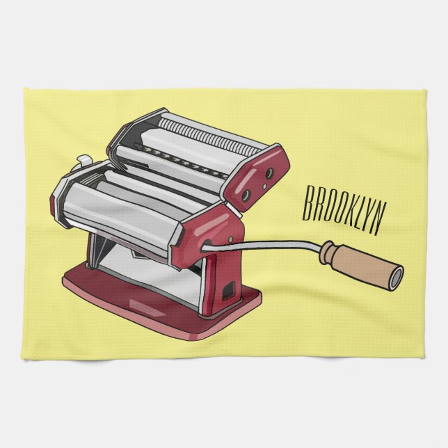 Pasta maker cartoon illustration  kitchen towel (Horizontal)