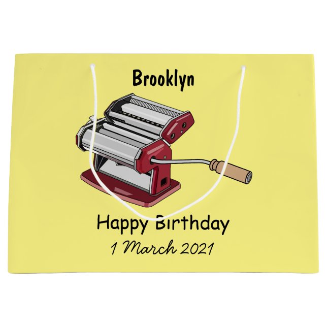 Pasta maker cartoon illustration large gift bag (Front)