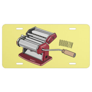 Pasta maker cartoon illustration  license plate