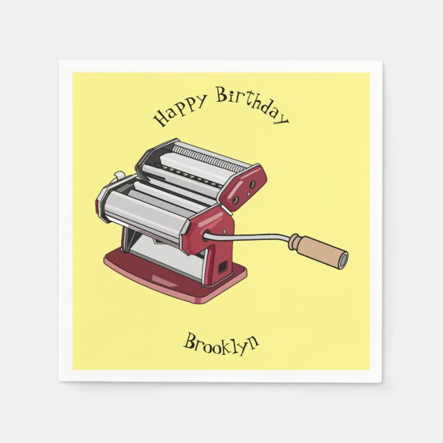 Pasta maker cartoon illustration napkins (Front)