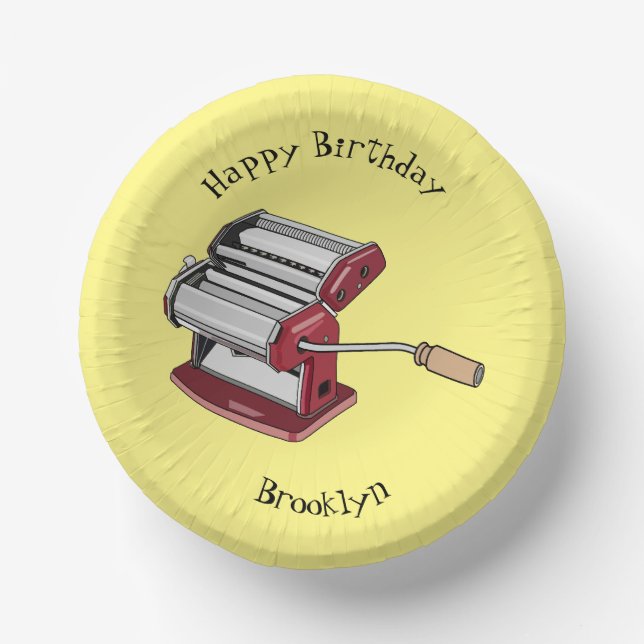 Pasta maker cartoon illustration paper bowls (Front)