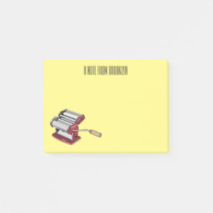 Pasta maker cartoon illustration  post-it notes