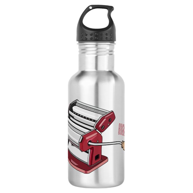 Pasta maker cartoon illustration  stainless steel water bottle (Front)
