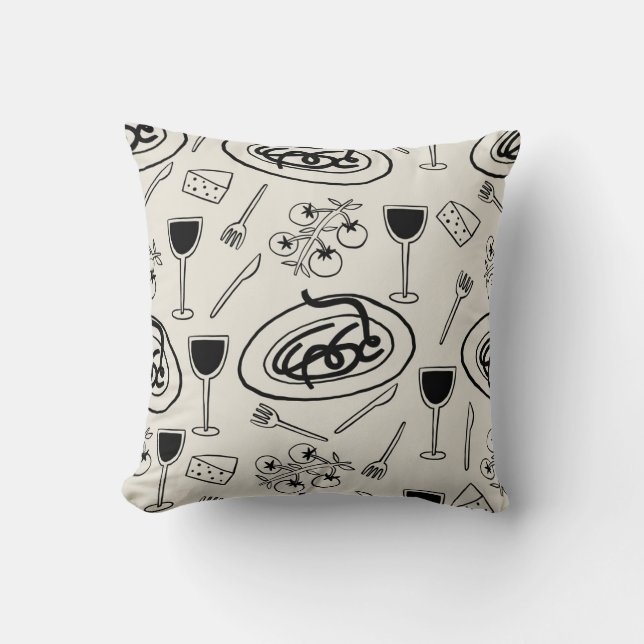 Pasta Night Essentials Throw Pillow (Front)