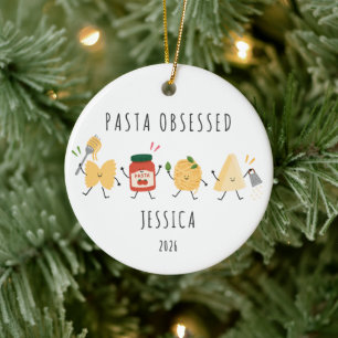 Pasta Obsessed Personalized Christmas Ornament