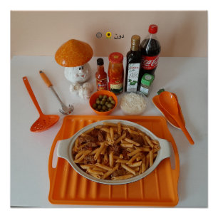 PASTA ON AN ORANGE TRAY POSTER