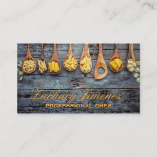 Pasta on Wooden Spoons on Table Business Card