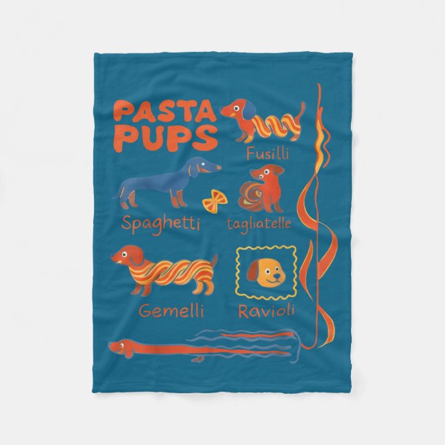 Pasta P Dog Funny Dachshund Dog Pasta Foodie Dog S Fleece Blanket (Front)