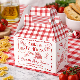 Pasta & Pacifiers Hand Drawn Italian Baby Shower Favor Boxes