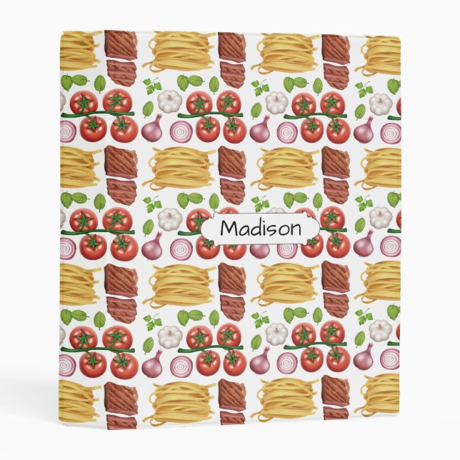 Pasta Pattern custom name mini binder (Front/Spine)