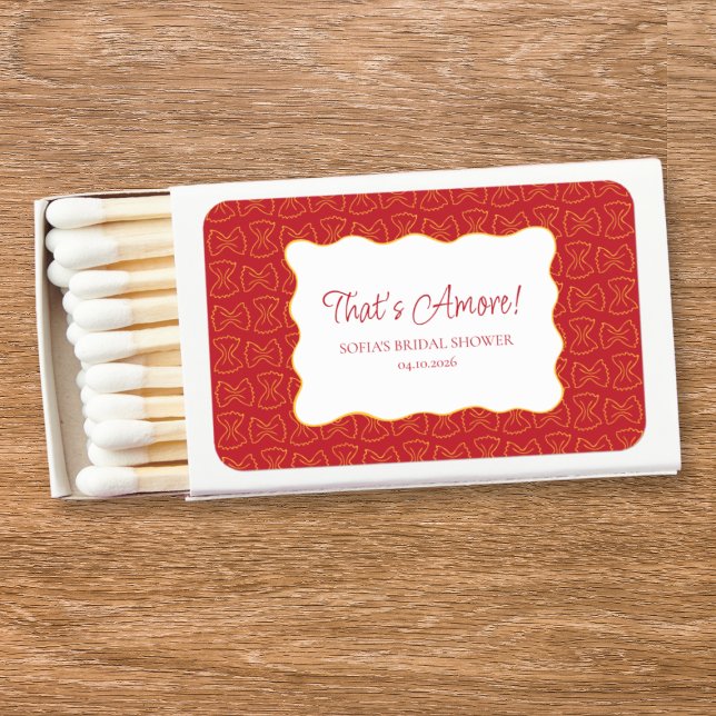 Pasta Pattern That's Amore Italian Bridal Shower Matchboxes (Creator Uploaded)