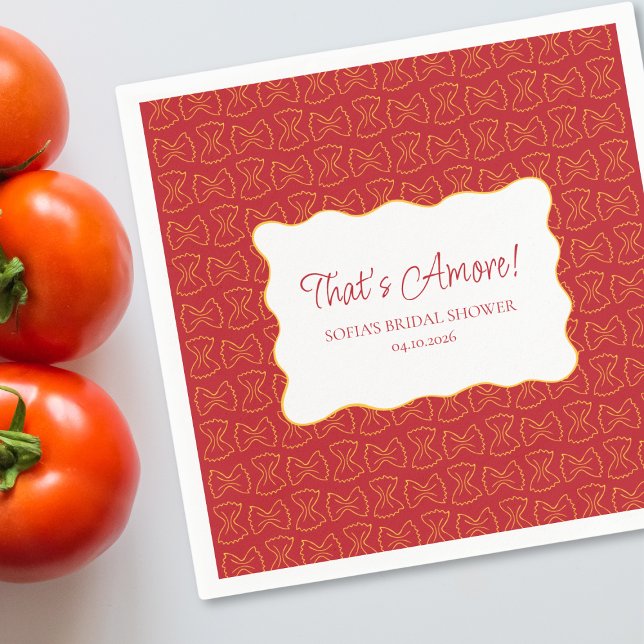 Pasta Pattern That's Amore Italian Bridal Shower Napkins (Creator Uploaded)