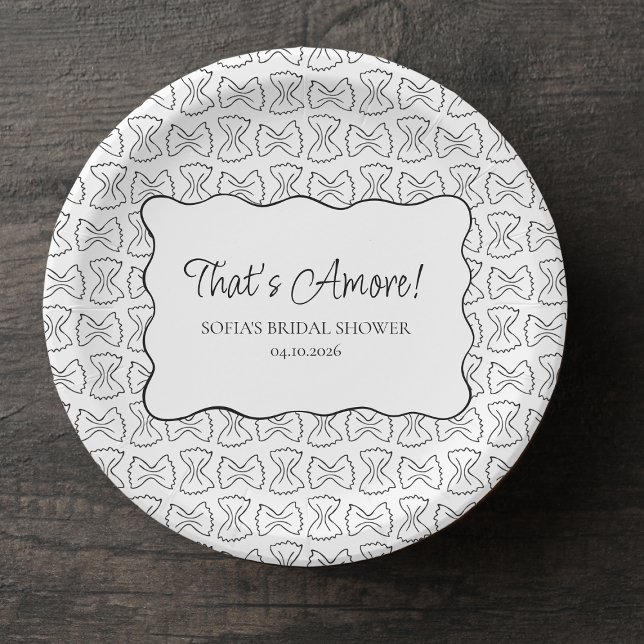 Pasta Pattern That's Amore Italian Bridal Shower Paper Plates (Creator Uploaded)