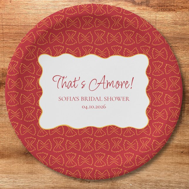 Pasta Pattern That's Amore Italian Bridal Shower Paper Plates (Creator Uploaded)