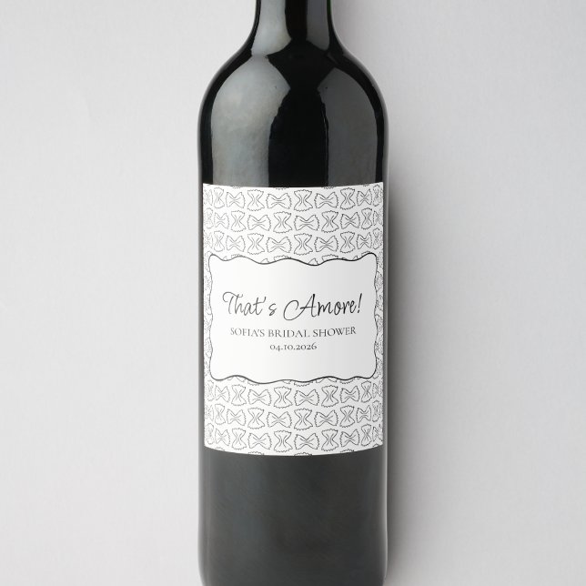 Pasta Pattern That's Amore Italian Bridal Shower Wine Label (Creator Uploaded)