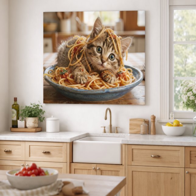 Pasta Paws Cat Faux Canvas Print (Creator Uploaded)