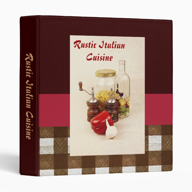 Pasta, pepper, garlic and spices italian 3 ring binder (Front/Spine)