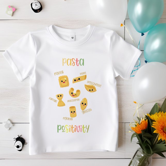 Pasta Positivity | Cute Italian Food kids T-Shirt (Creator Uploaded)