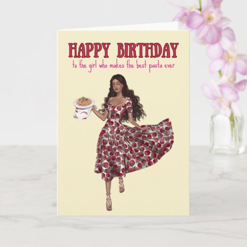 Pasta Queen Happy Birthday Card