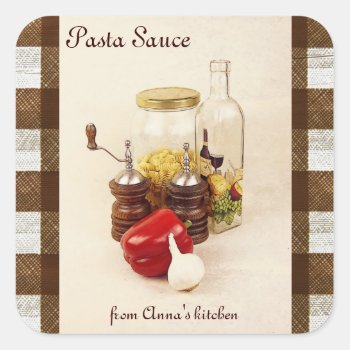Pasta  Red Pepper  Salt And Spice Sauce Label by myworldtravels at Zazzle
