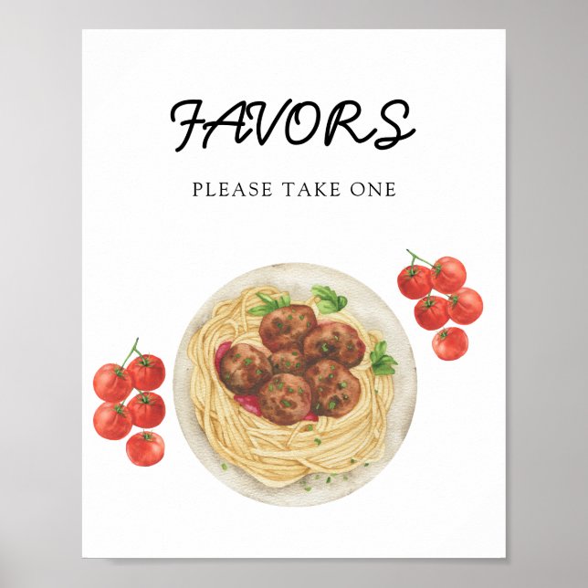 Pasta spaghetti Baby shower Favors Poster (Front)