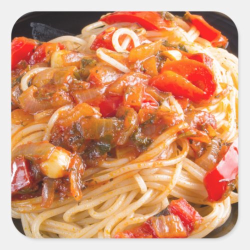 Pasta spaghetti with vegetable sauce square sticker