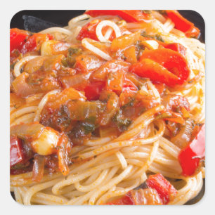 Pasta spaghetti with vegetable sauce square sticker