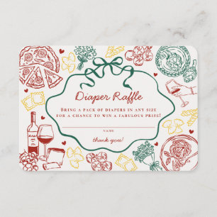 Pasta Special Delivery Italian Baby Diaper Raffle Enclosure Card