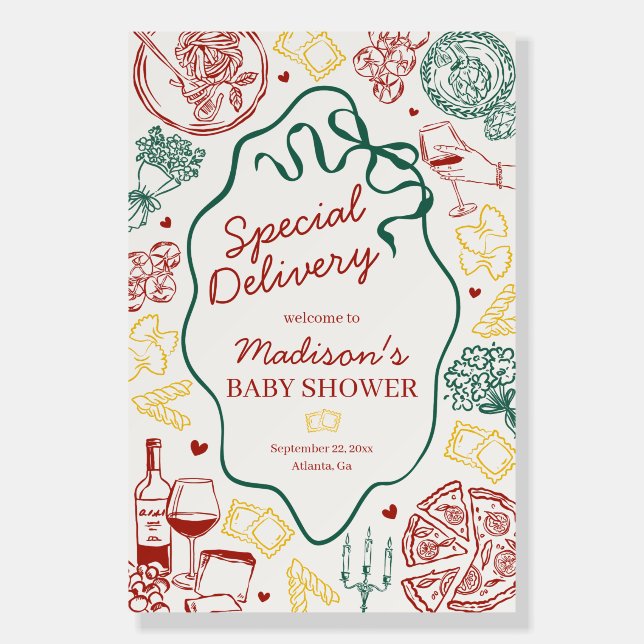 Pasta Special Delivery Italian Baby Shower Welcome Foam Board (Front)