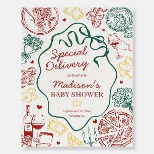 Pasta Special Delivery Italian Baby Shower Welcome Foam Board