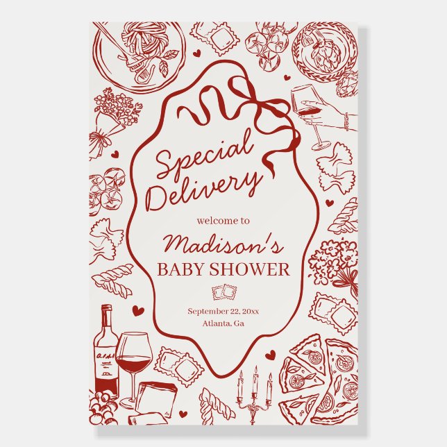 Pasta Special Delivery Italian Baby Shower Welcome Foam Board (Front)