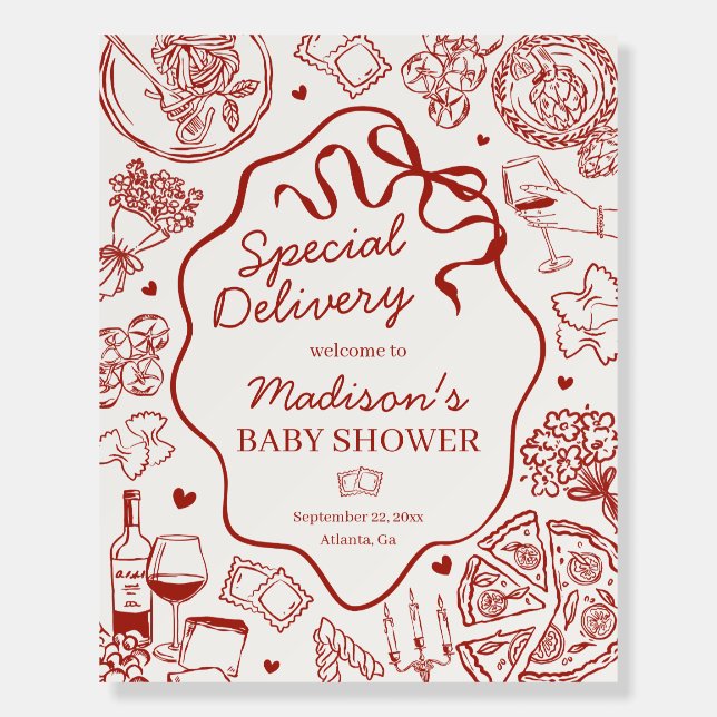 Pasta Special Delivery Italian Baby Shower Welcome Foam Board (Front)