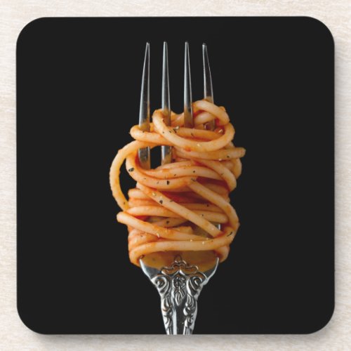 Pasta spun on a Fork Food Spaghetti Beverage Coaster
