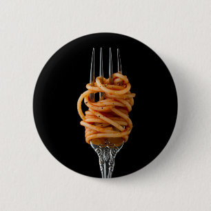 Pasta spun on a Fork, Food Spaghetti Button