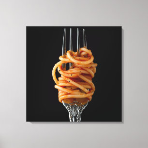 Pasta spun on a Fork, Food Spaghetti Canvas Print
