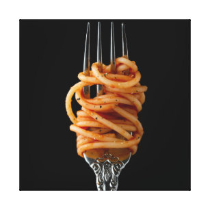 Pasta spun on a Fork, Food Spaghetti Canvas Print