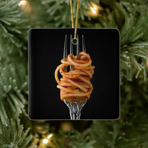 Pasta spun on a Fork Food Spaghetti Ceramic Ornament