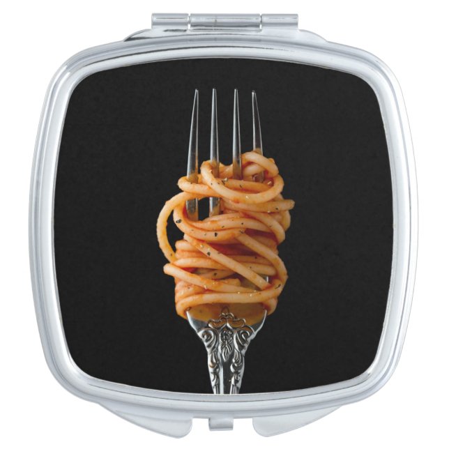 Pasta spun on a Fork, Food Spaghetti Compact Mirror (Front)
