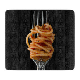 Pasta spun on a Fork, Food Spaghetti Cutting Board