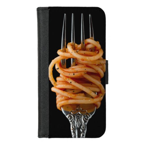 Pasta spun on a Fork Food Spaghetti iPhone 87 Wallet Case