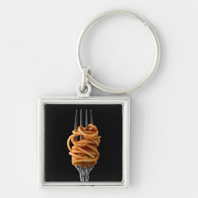 Pasta spun on a Fork, Food Spaghetti Keychain (Front)