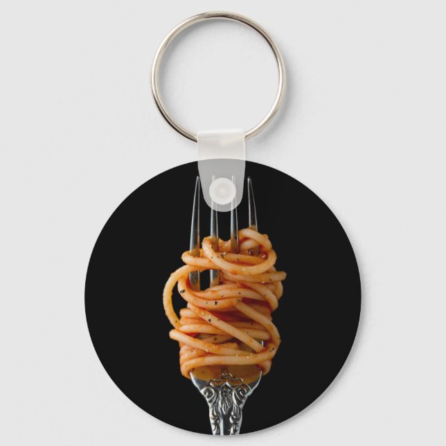 Pasta spun on a Fork, Food Spaghetti Keychain (Front)