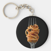 Pasta spun on a Fork, Food Spaghetti Keychain