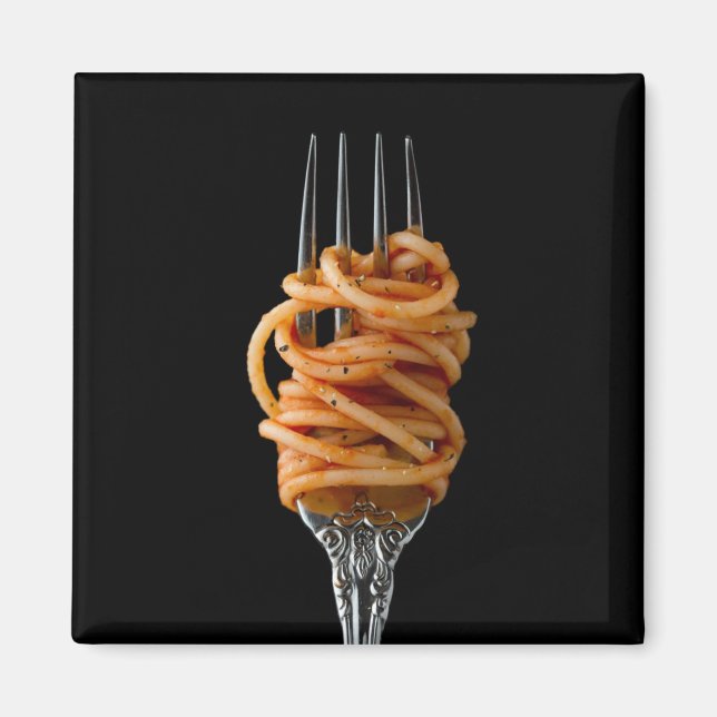 Pasta spun on a Fork, Food Spaghetti Magnet (Front)
