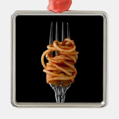Pasta spun on a Fork Food Spaghetti Metal Ornament