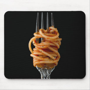Pasta spun on a Fork, Food Spaghetti Mouse Pad