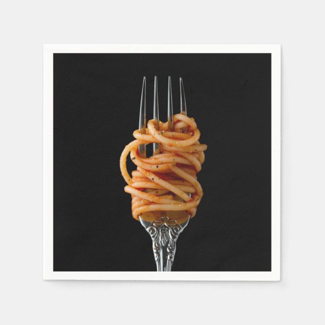 Pasta spun on a Fork, Food Spaghetti Napkins (Front)